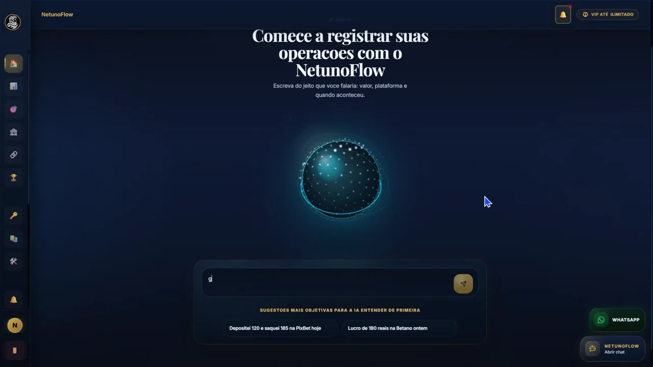 Tela de IA do NetunoFlow para registrar operações