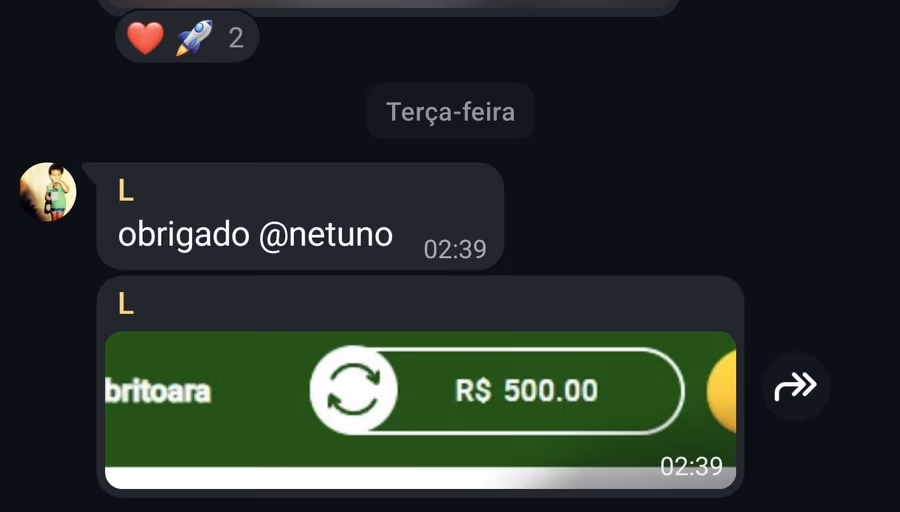 Resultado real compartilhado por membro VIP
